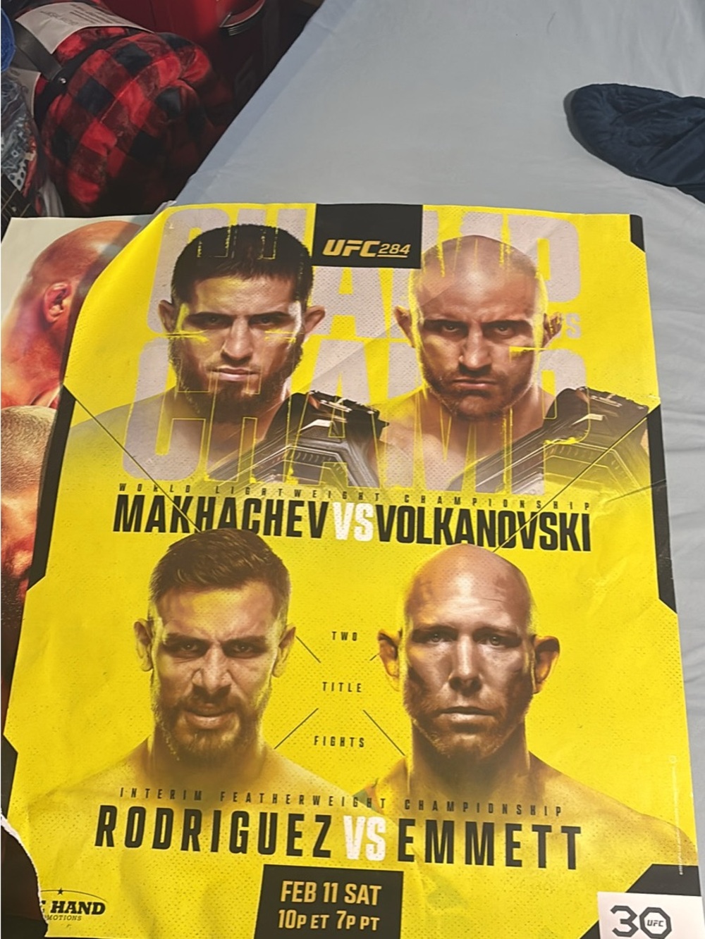 UFC 284 Event Poster - Makhachev vs Volkanovski - Yellow (40$ for both, 20 each)